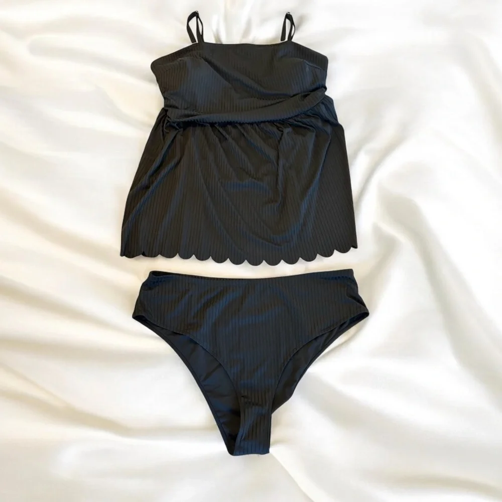 Shein Womens Swim Dress Size 6XL US 26 2 Piece Black Swim Dress With Bottoms NWT